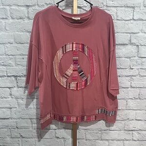 Easel Medium peace patchwork sweatshirt tshirt oversized boho comfy lounge shirt